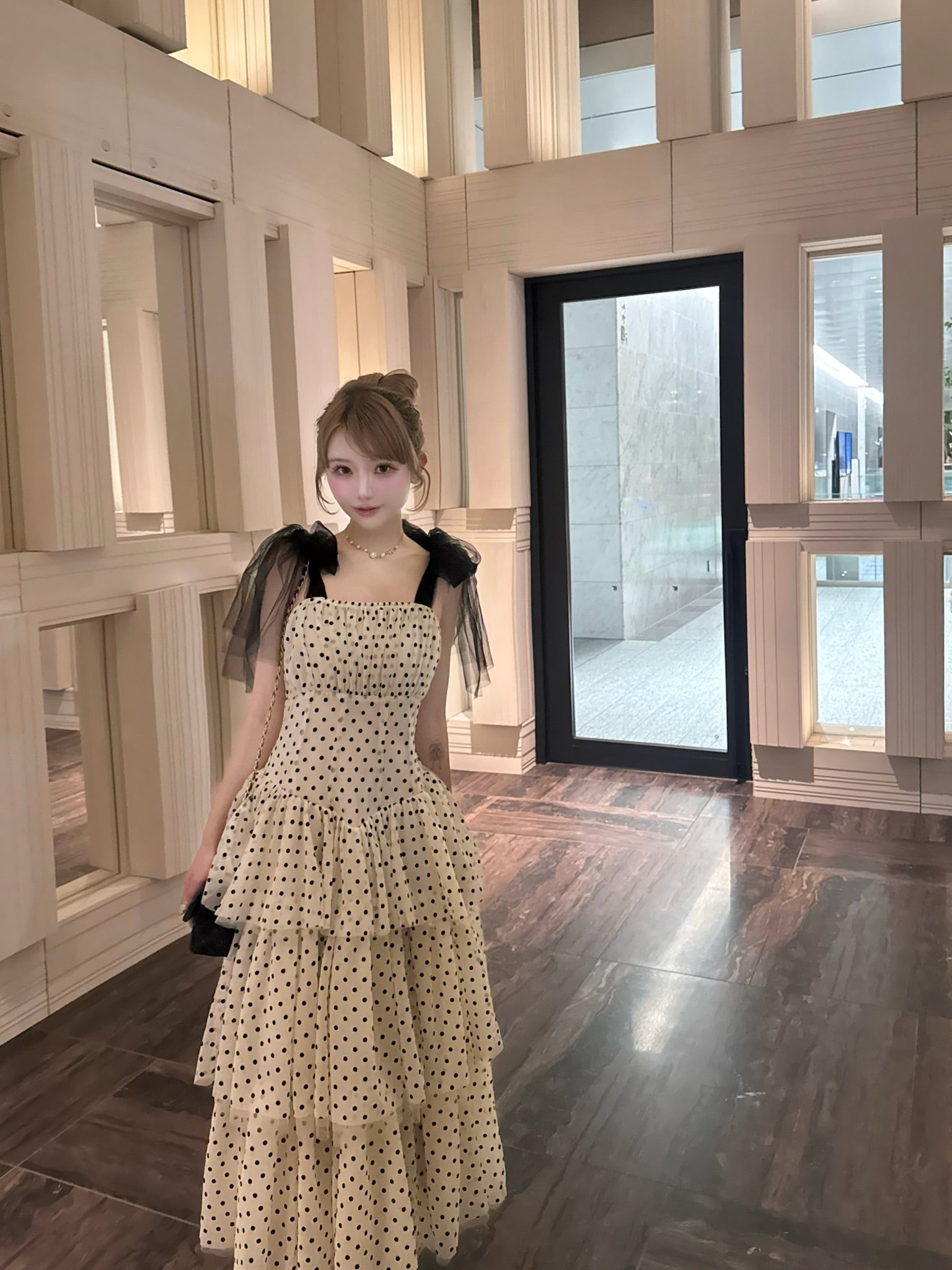 "Ballerina"ribbon tulle dot dress