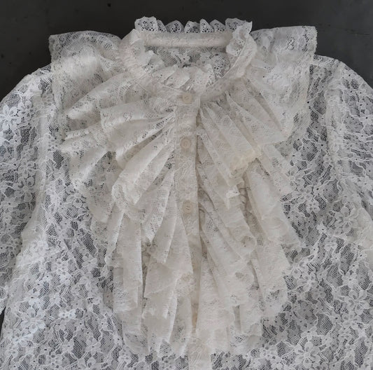 classical flower lace blouse