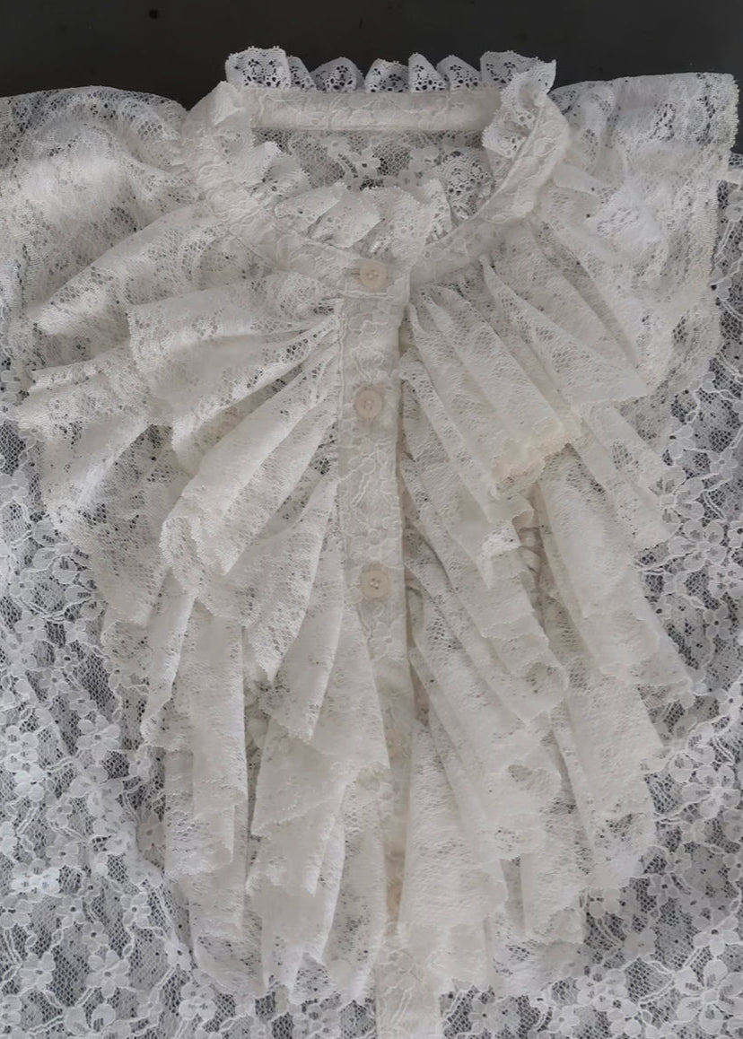 classical flower lace blouse