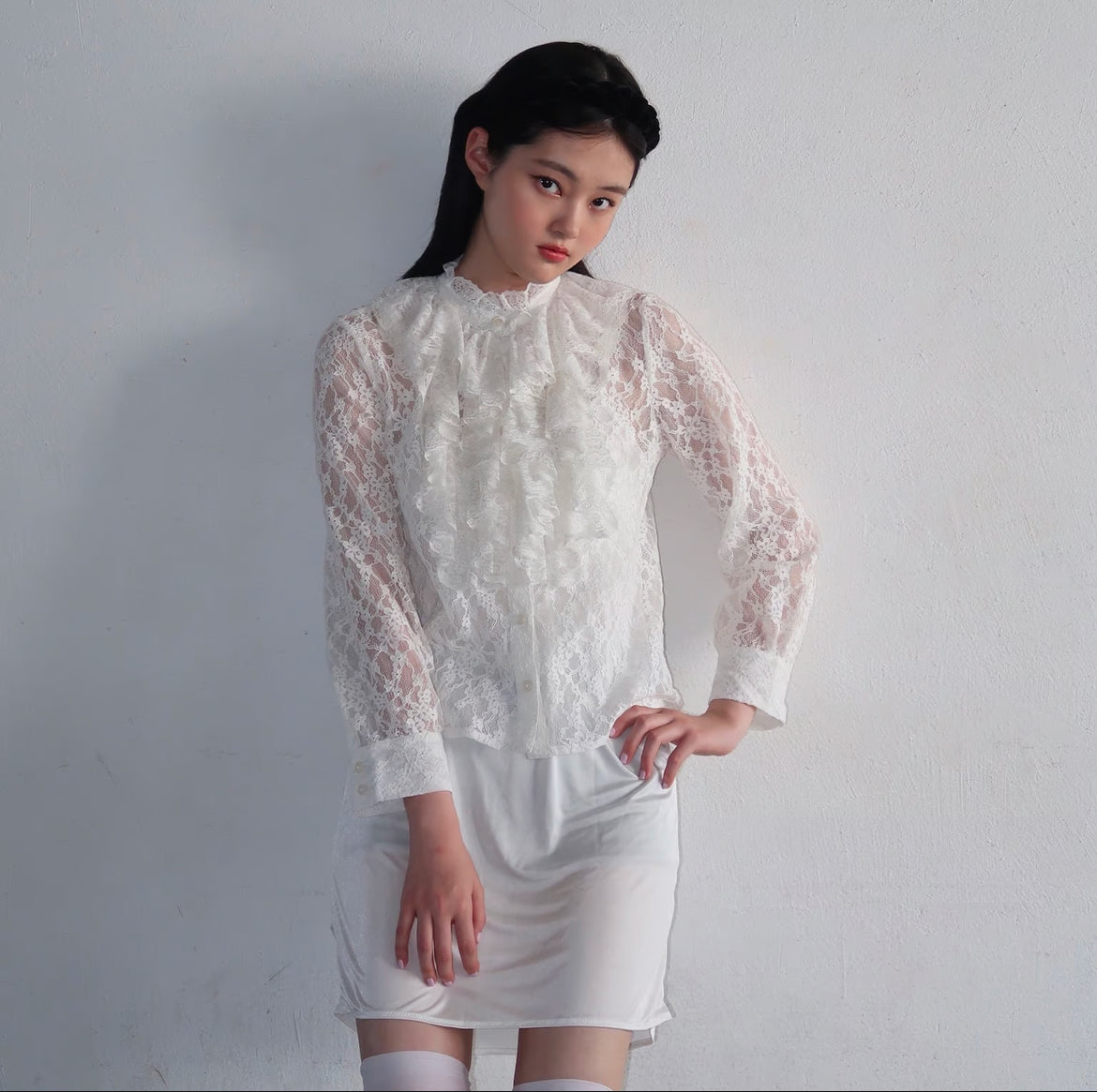 classical flower lace blouse