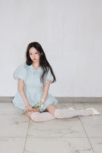 Daisy puff sleeve tweed tops