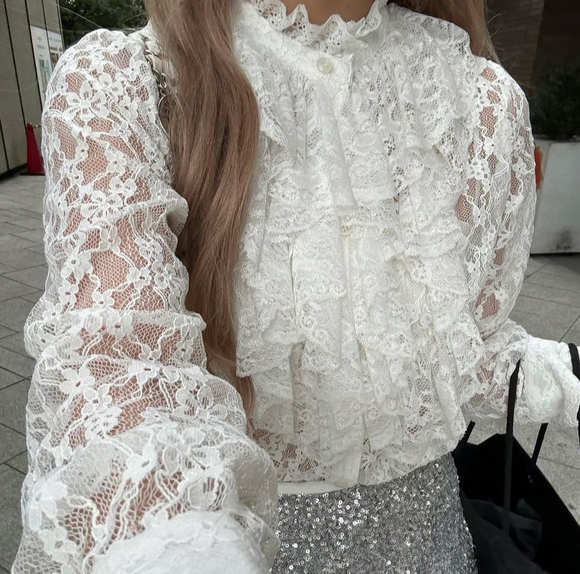 classical flower lace blouse