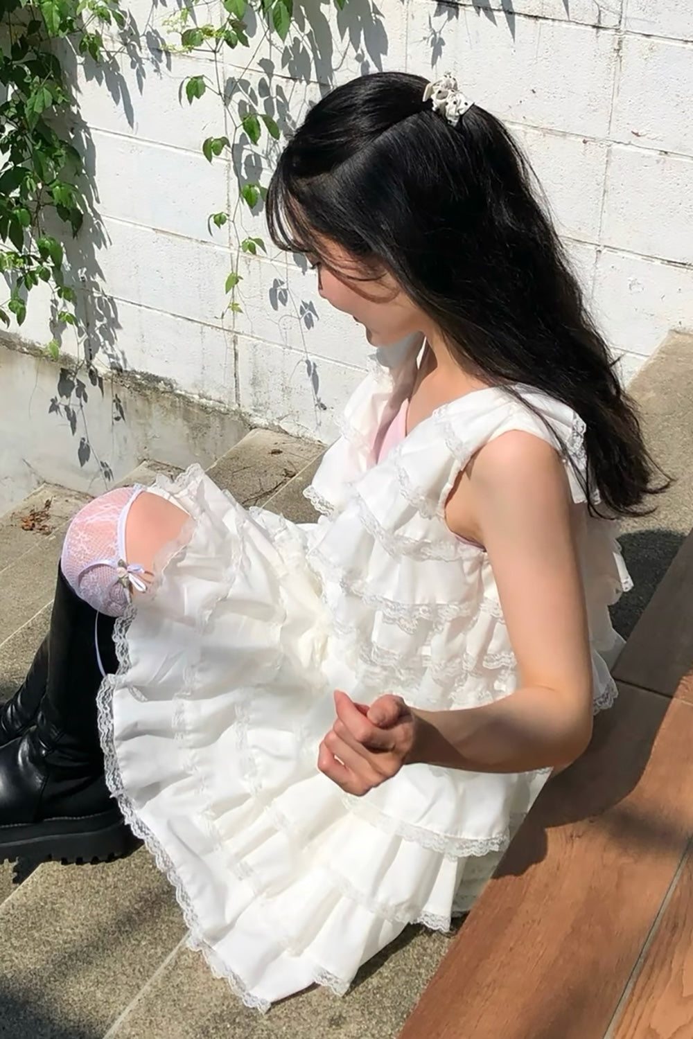 angel wing mini dress(white)