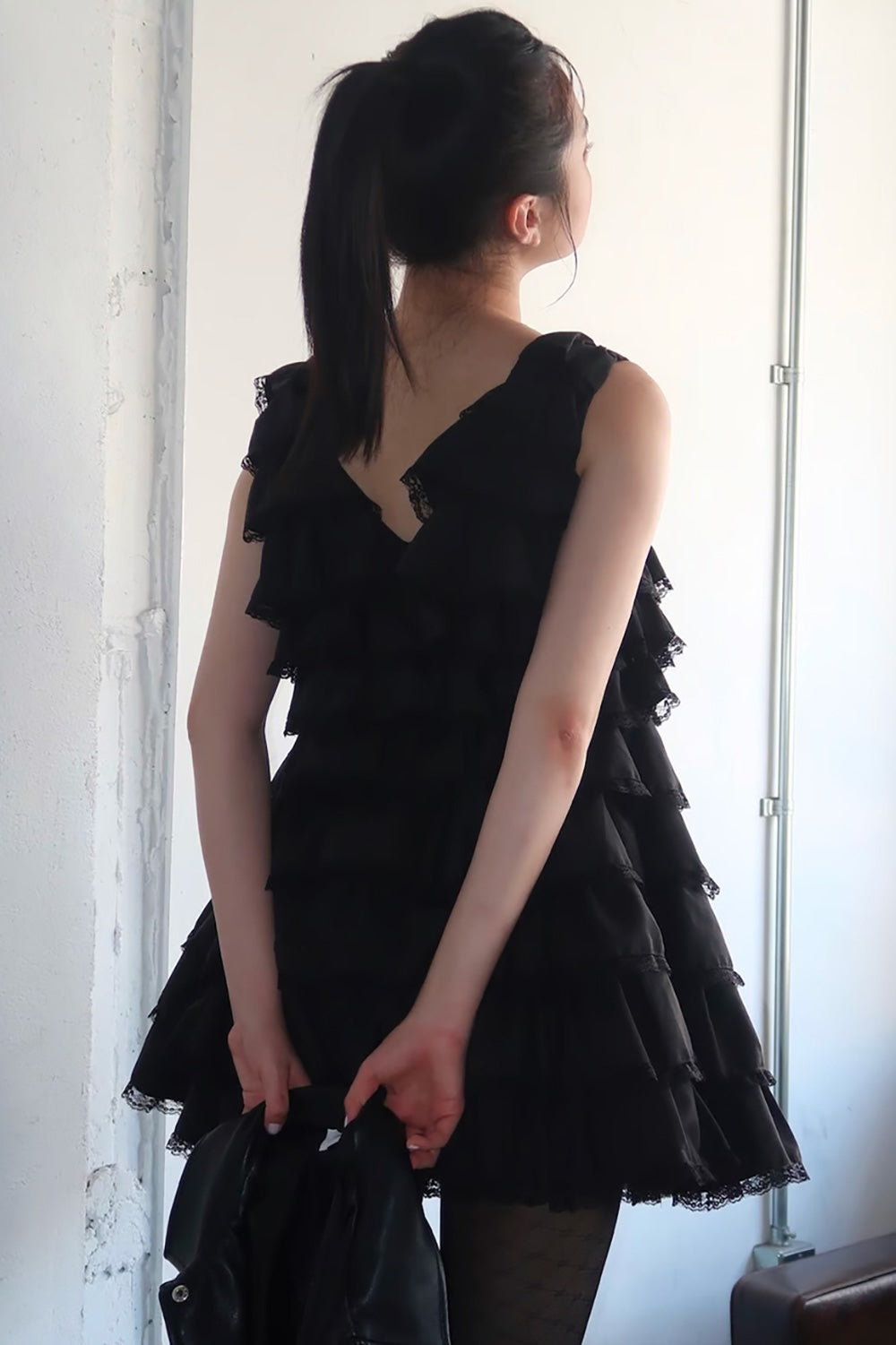 angel wing mini dress (black)