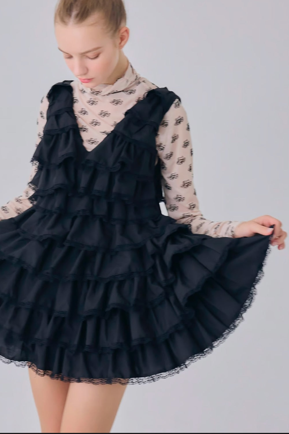 angel wing mini dress (black)
