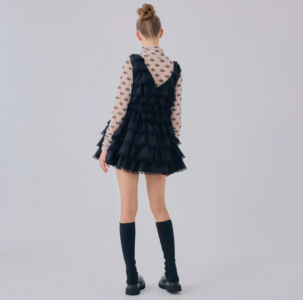 angel wings mini dress (black)