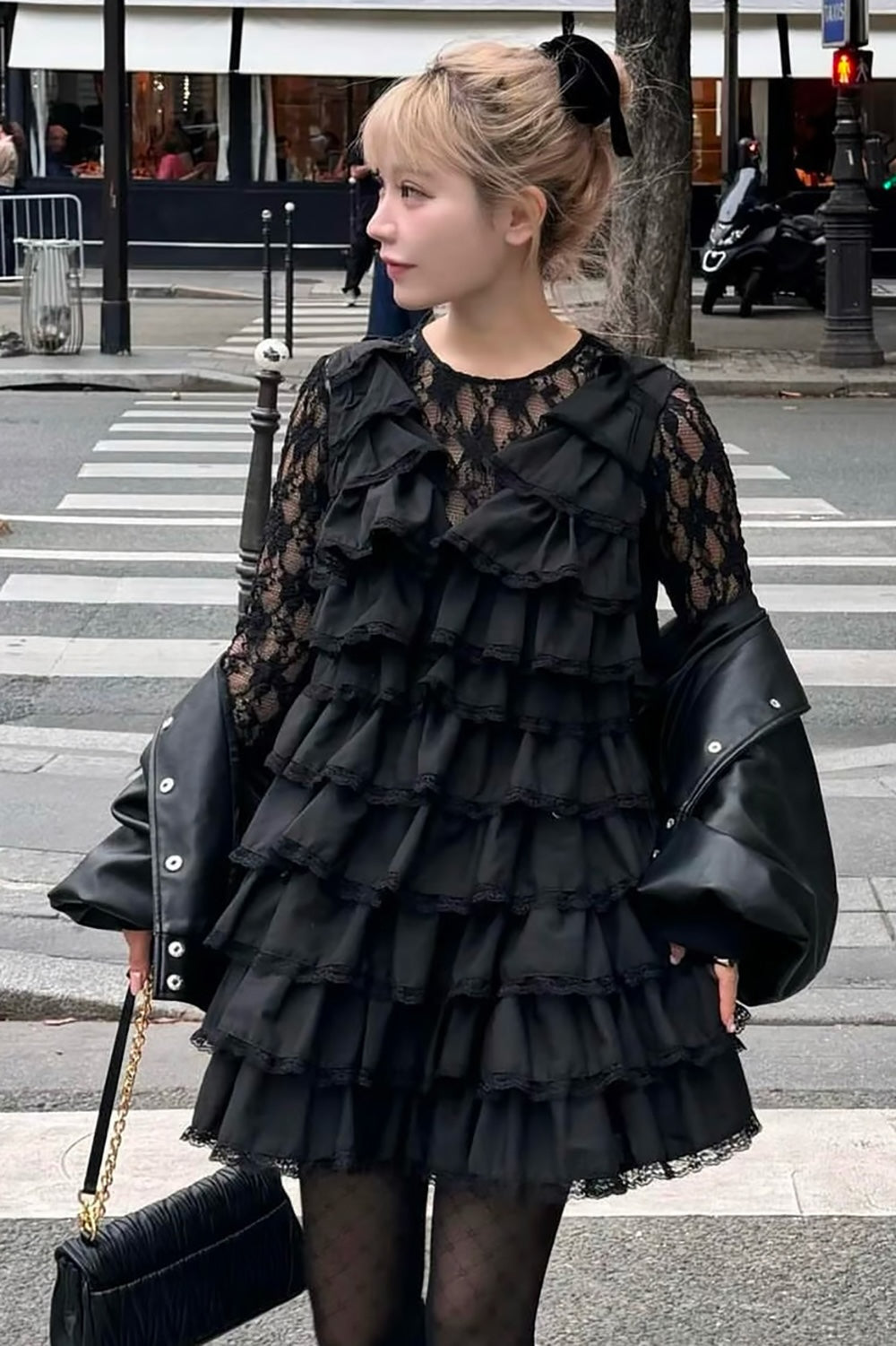 angel wing mini dress (black)