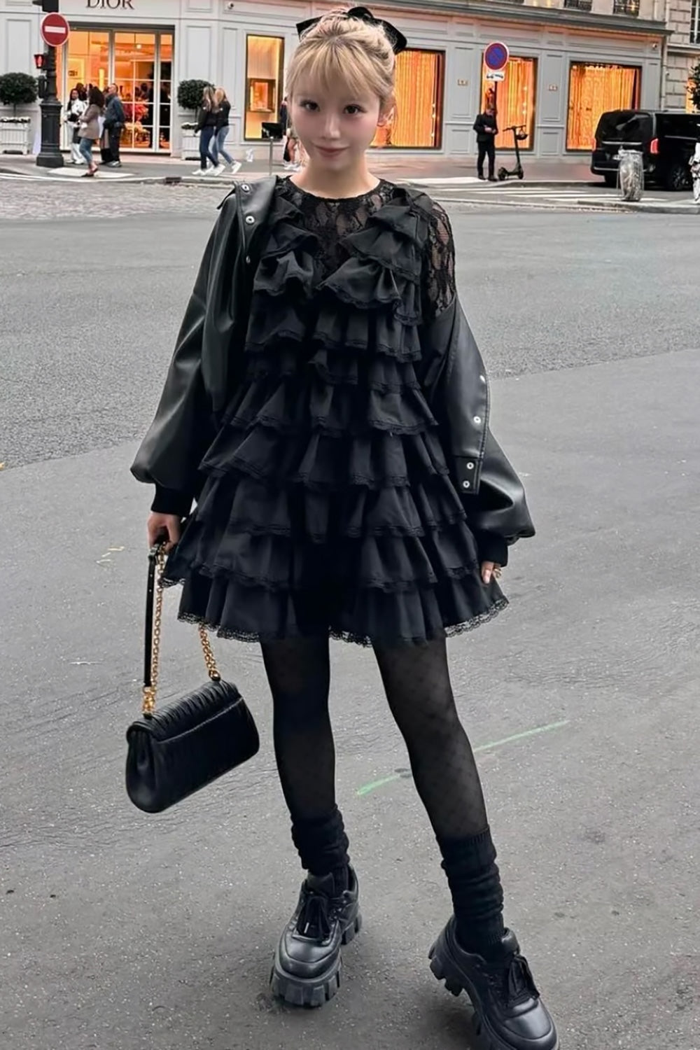 angel wing mini dress (black)