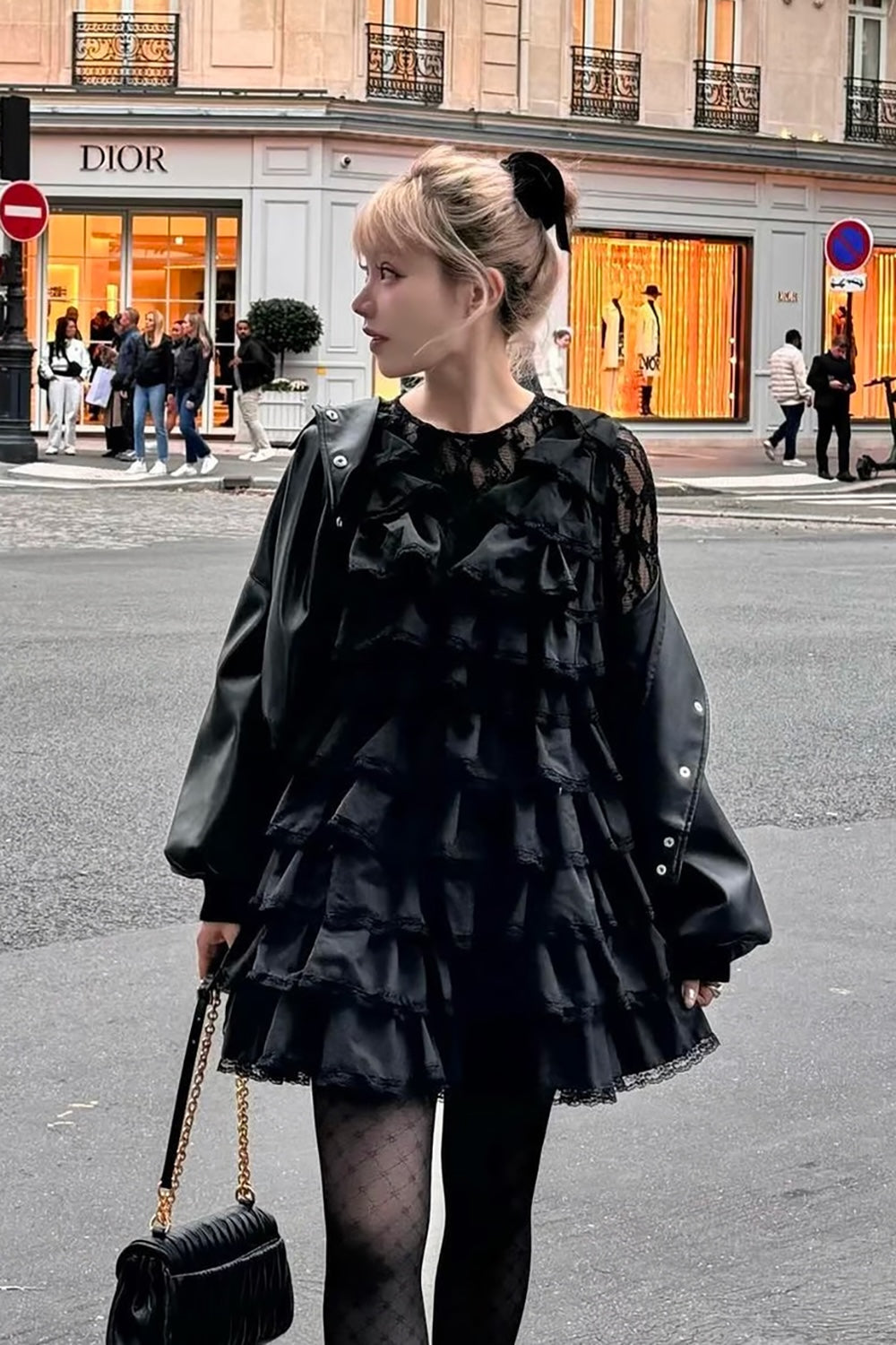 angel wing mini dress (black)