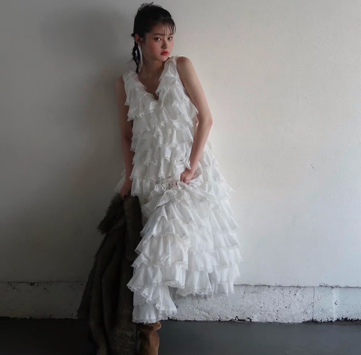 angel wings long dress(white)