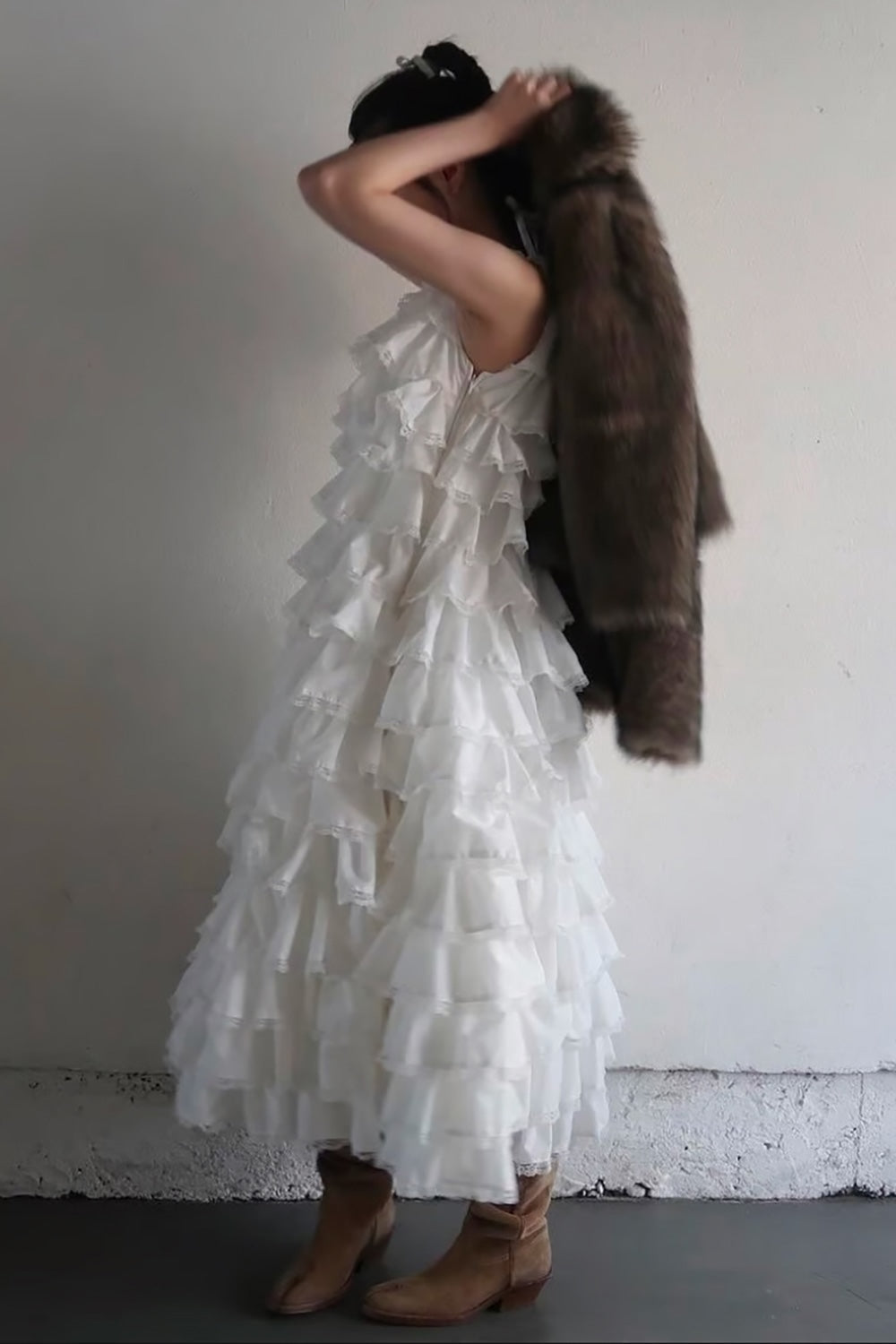angel wing long dress(white)