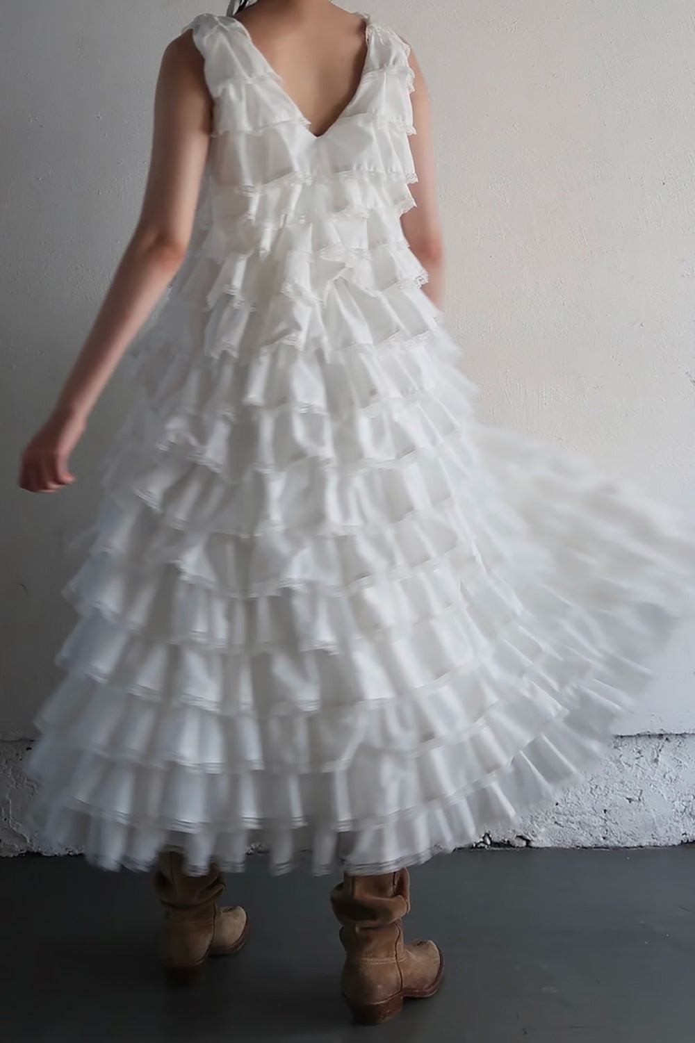 angel wing long dress(white)