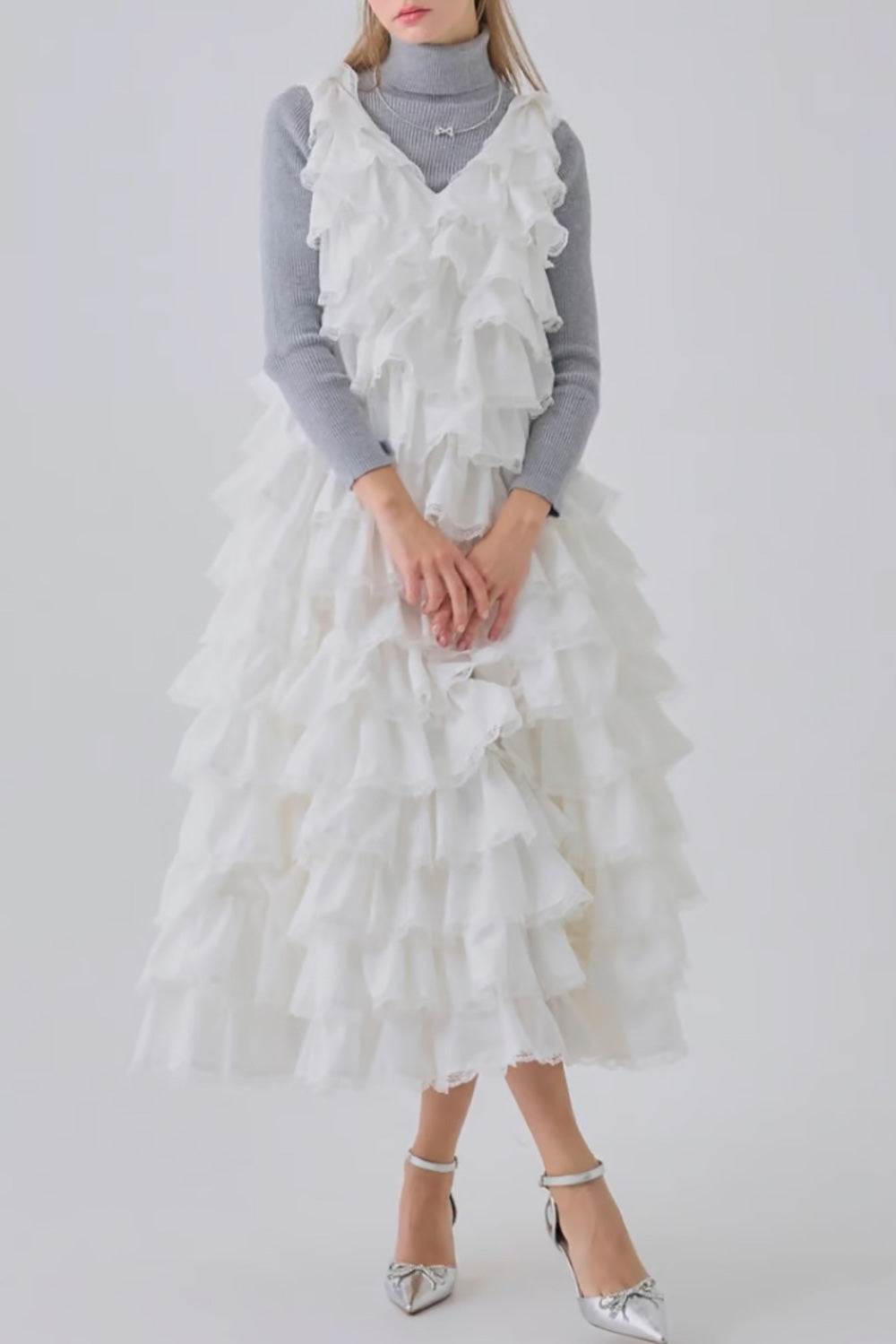 angel wing long dress(white)