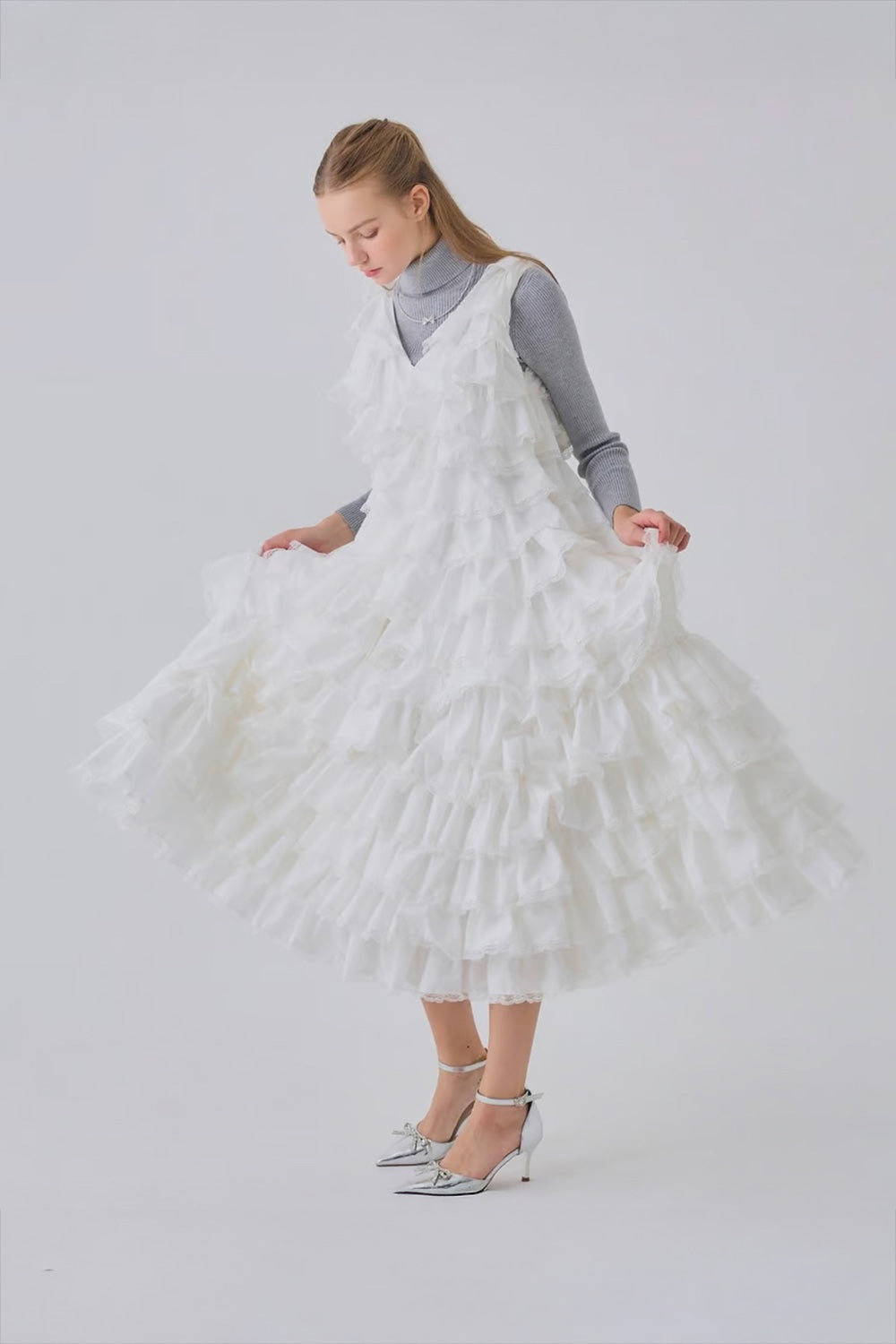 angel wing long dress(white) – Treat Ürself