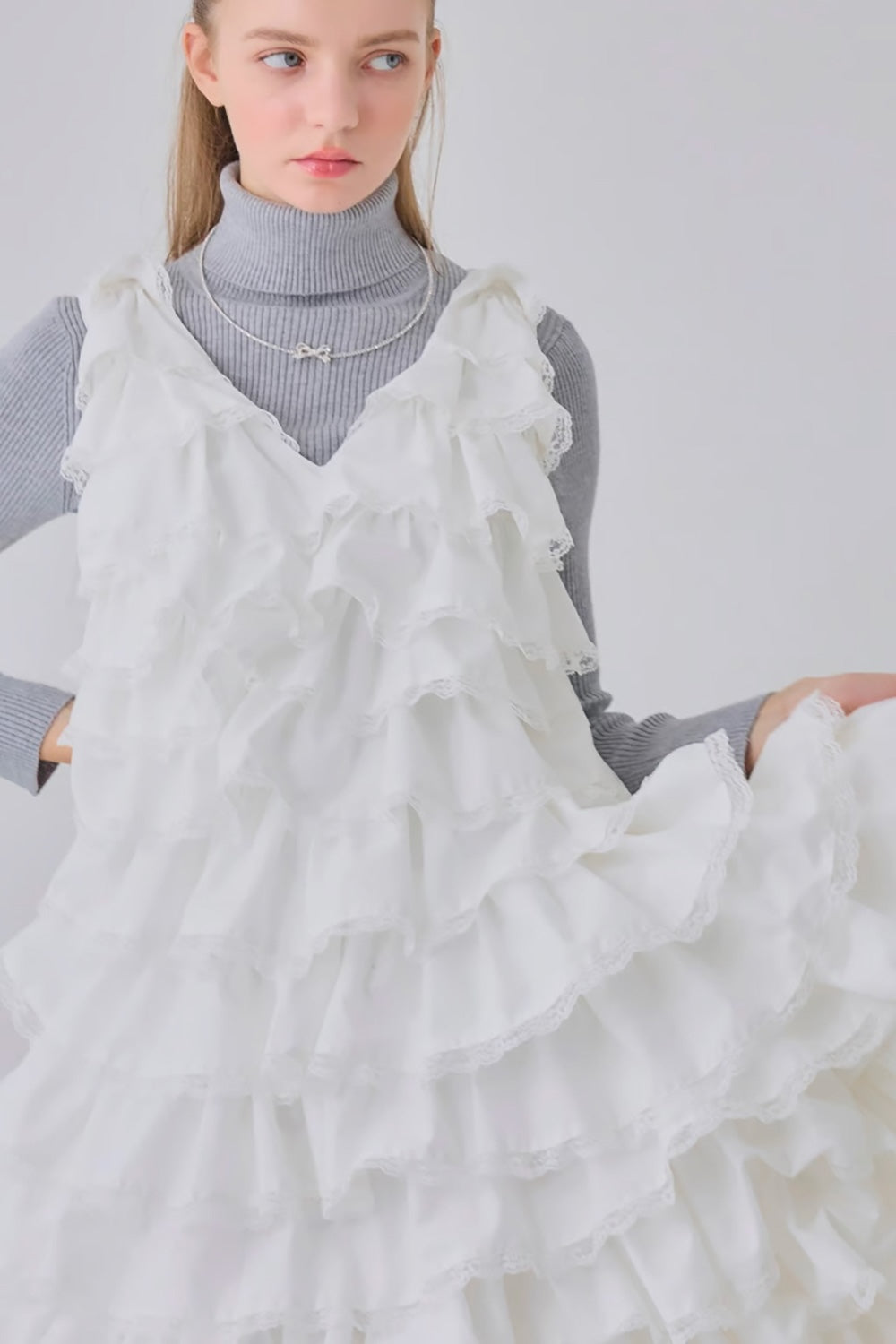 angel wing long dress(white)