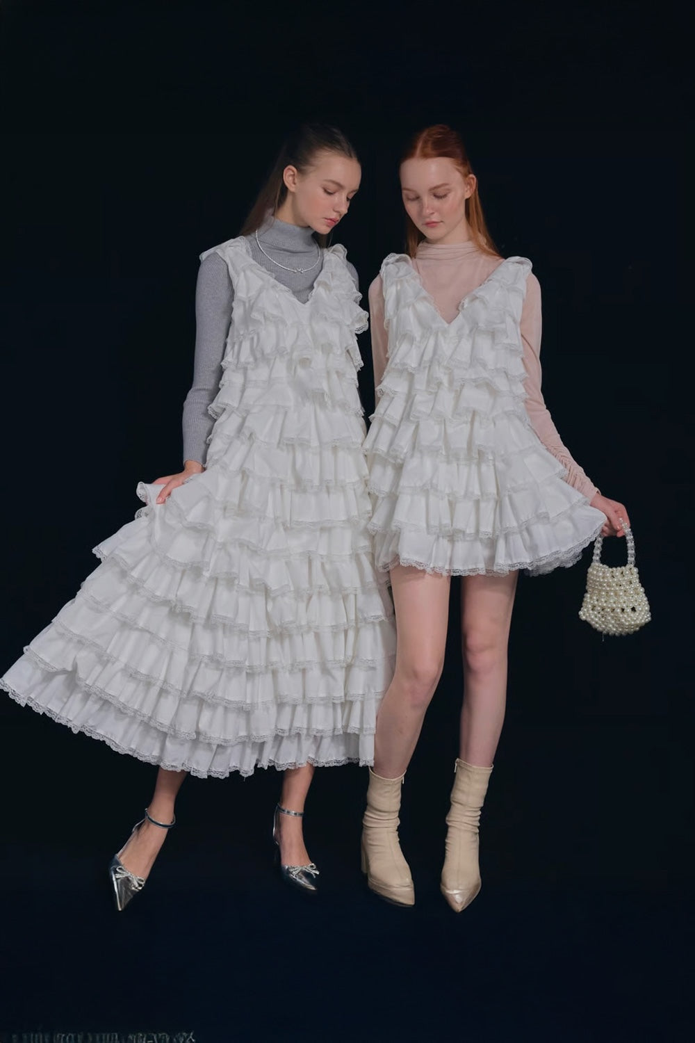 angel wing long dress(white)
