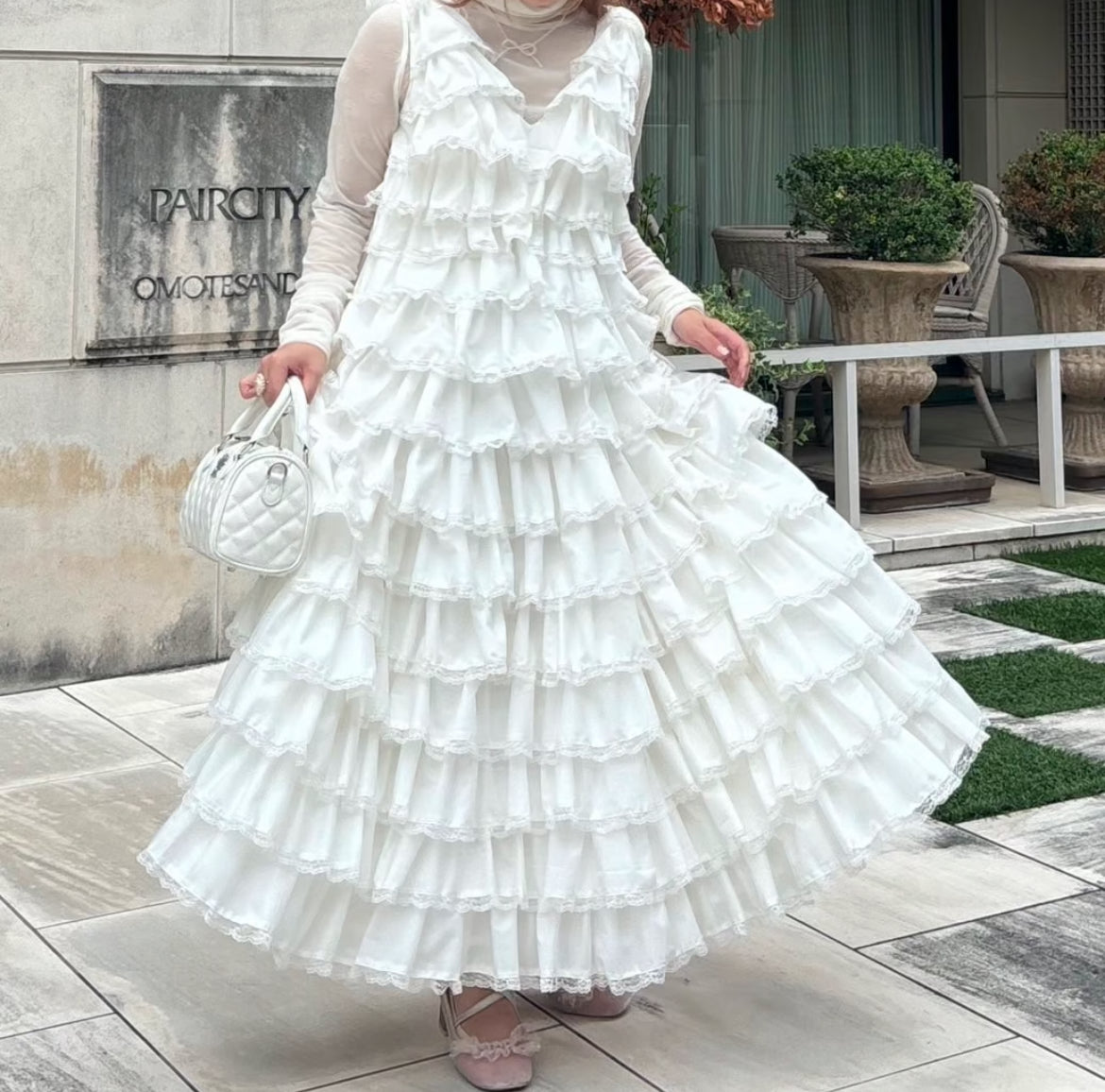 angel wings long dress(white)