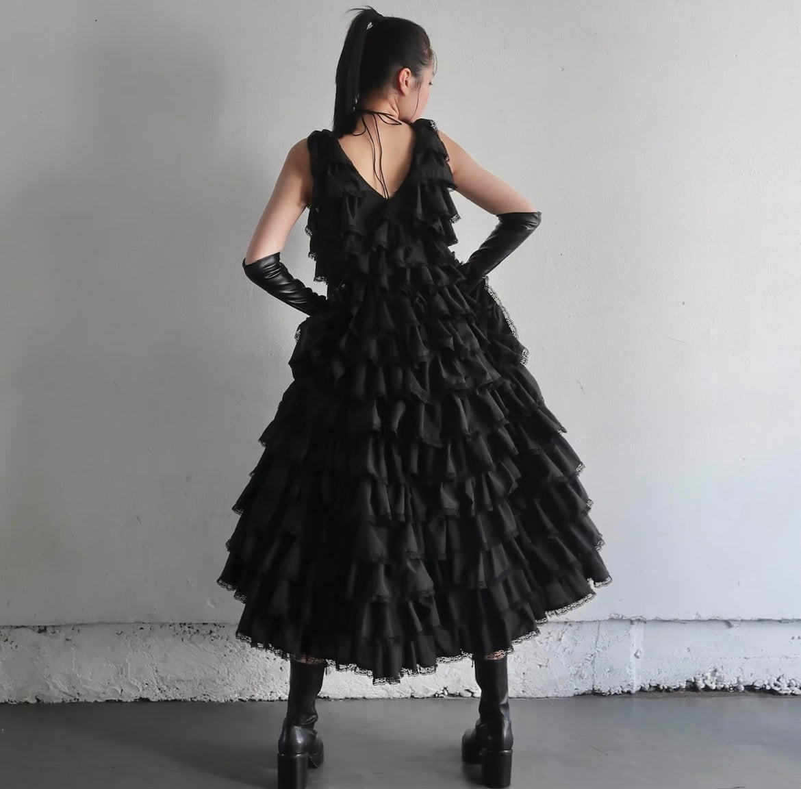 angel wings long dress(black)