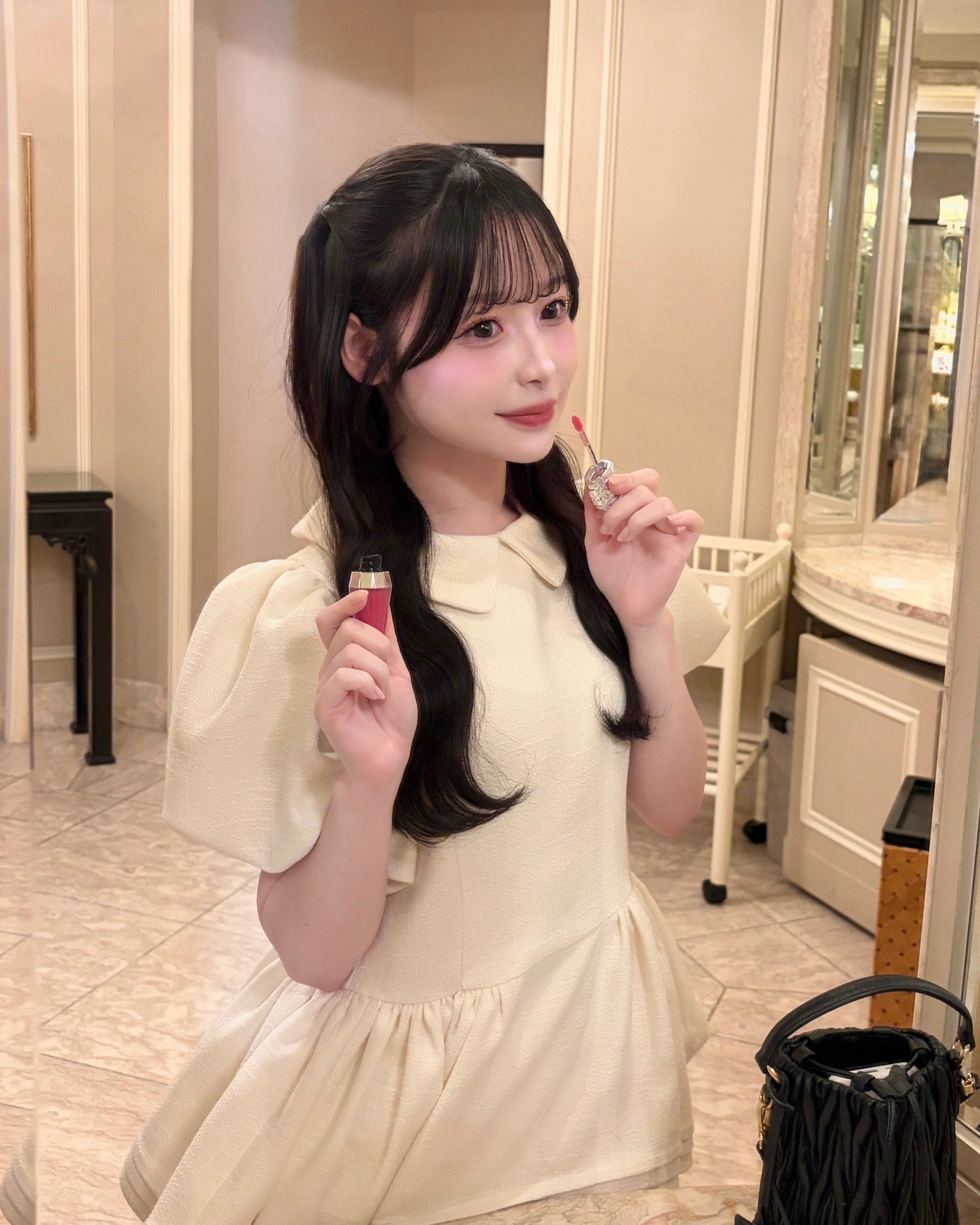 Daisy puff sleeve tweed tops