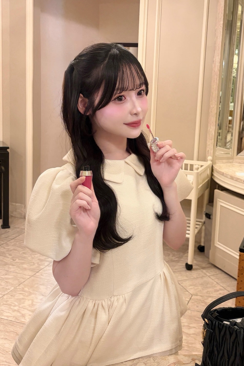 トリートユアセルフ Daisy puff sleeve tweed Setup トップス