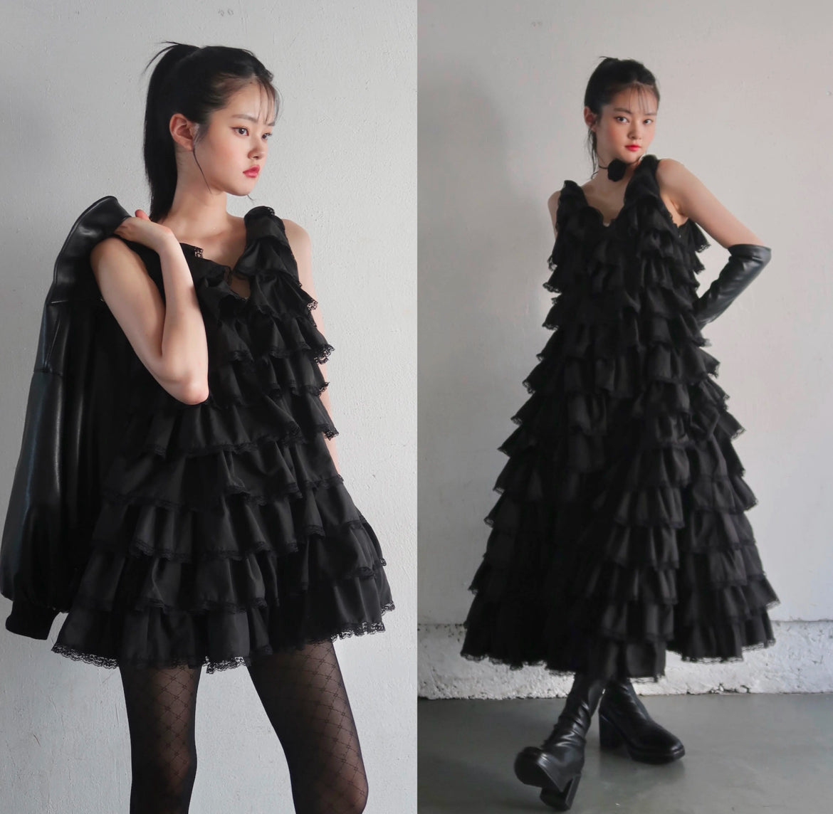 angel wings long dress(black)