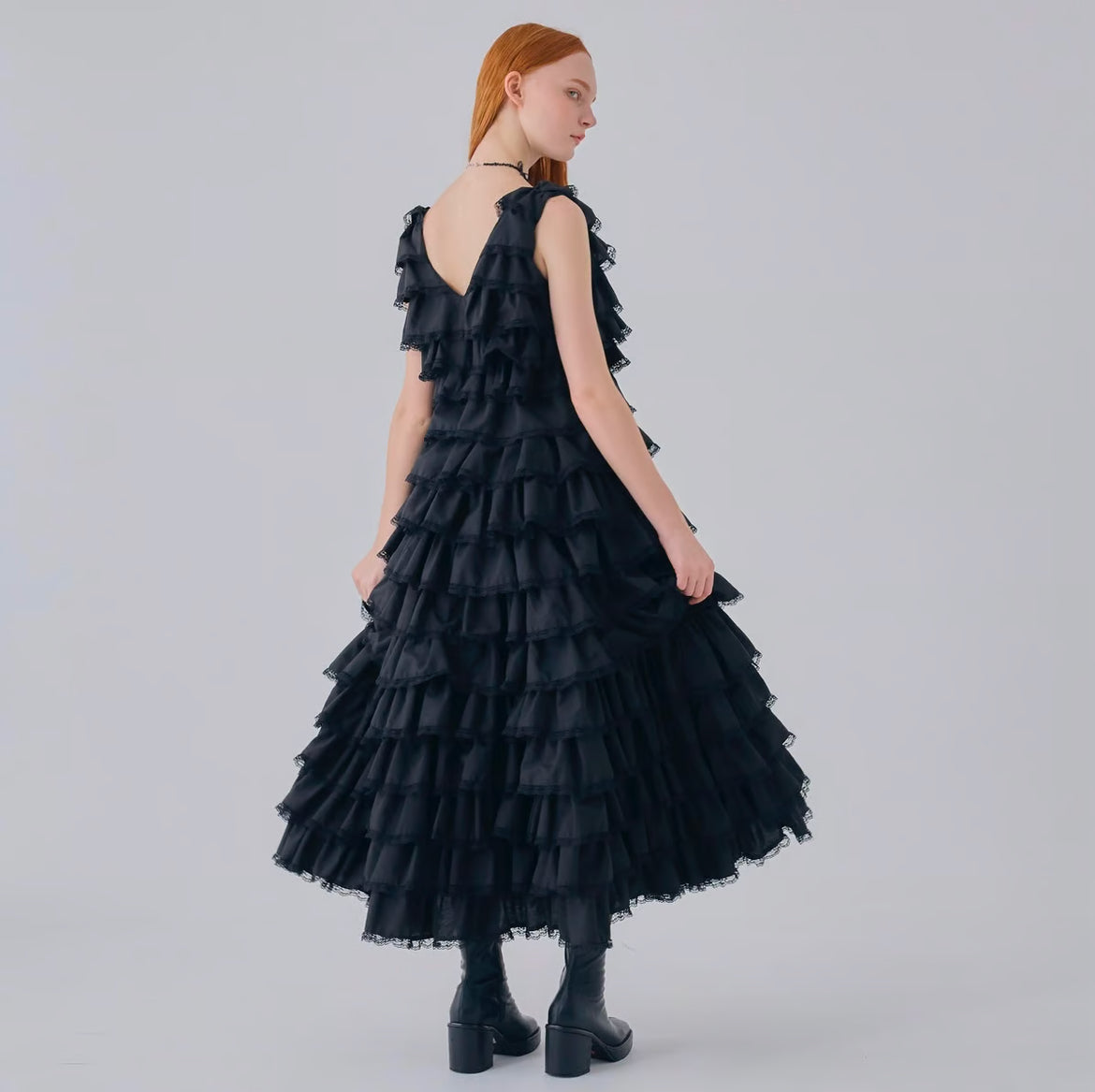 angel wings long dress(black)