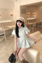 Daisy puff sleeve tweed tops