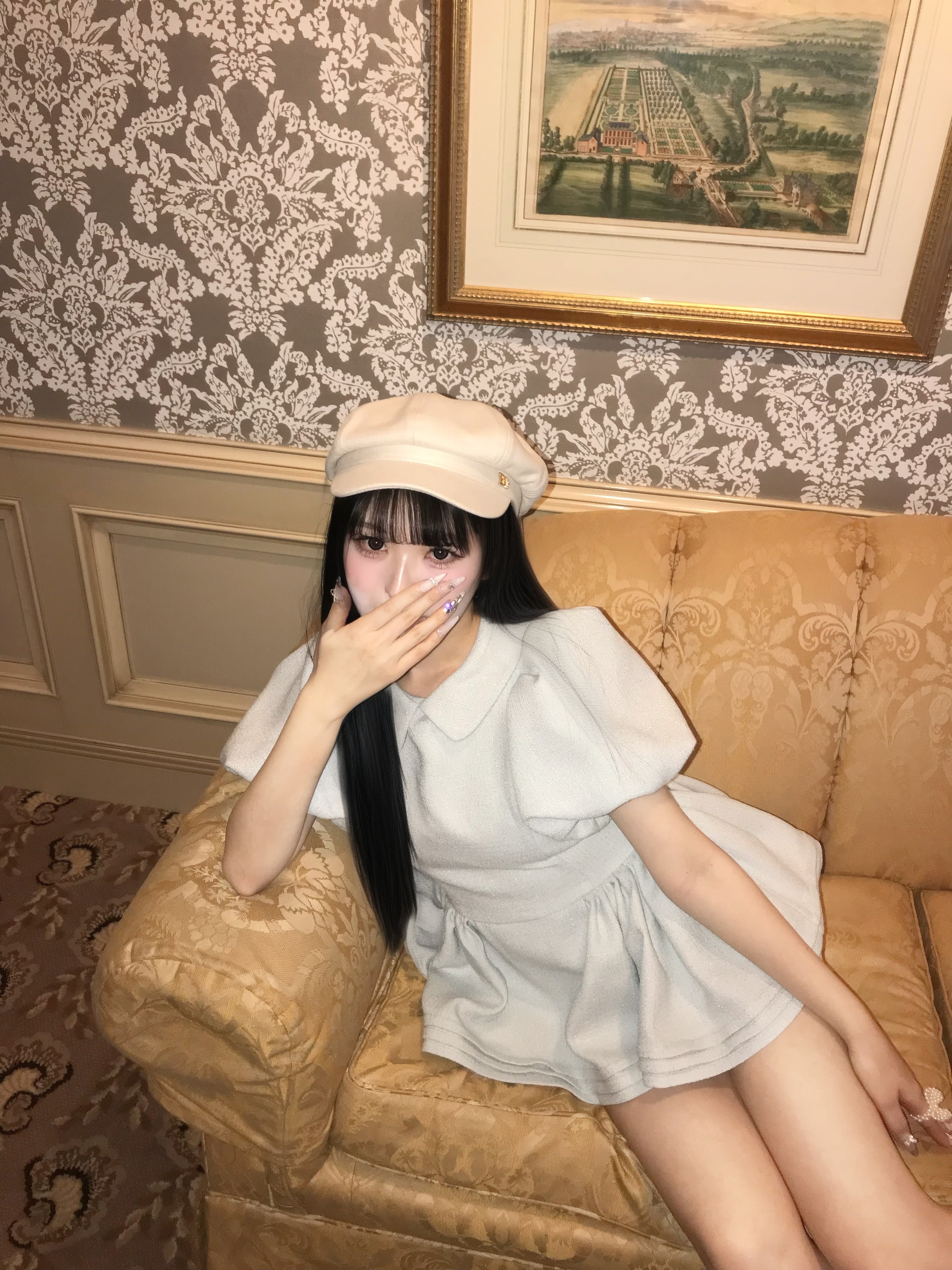 Daisy puff sleeve tweed tops