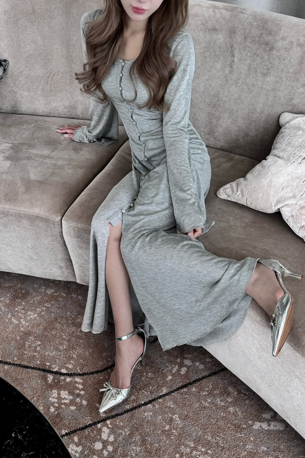 Sheer Cut Flare long one-piece