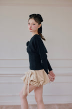 rose motif lame knit ensemble