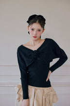 rose motif lame knit ensemble