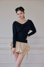 rose motif lame knit ensemble