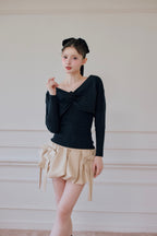 rose motif lame knit ensemble