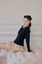rose motif lame knit ensemble