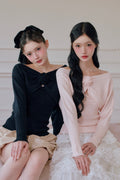 rose motif lame knit ensemble