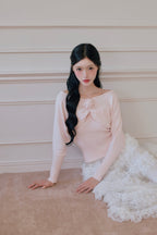 rose motif lame knit ensemble