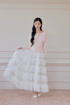 rose motif lame knit ensemble