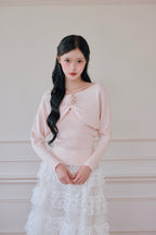 rose motif lame knit ensemble