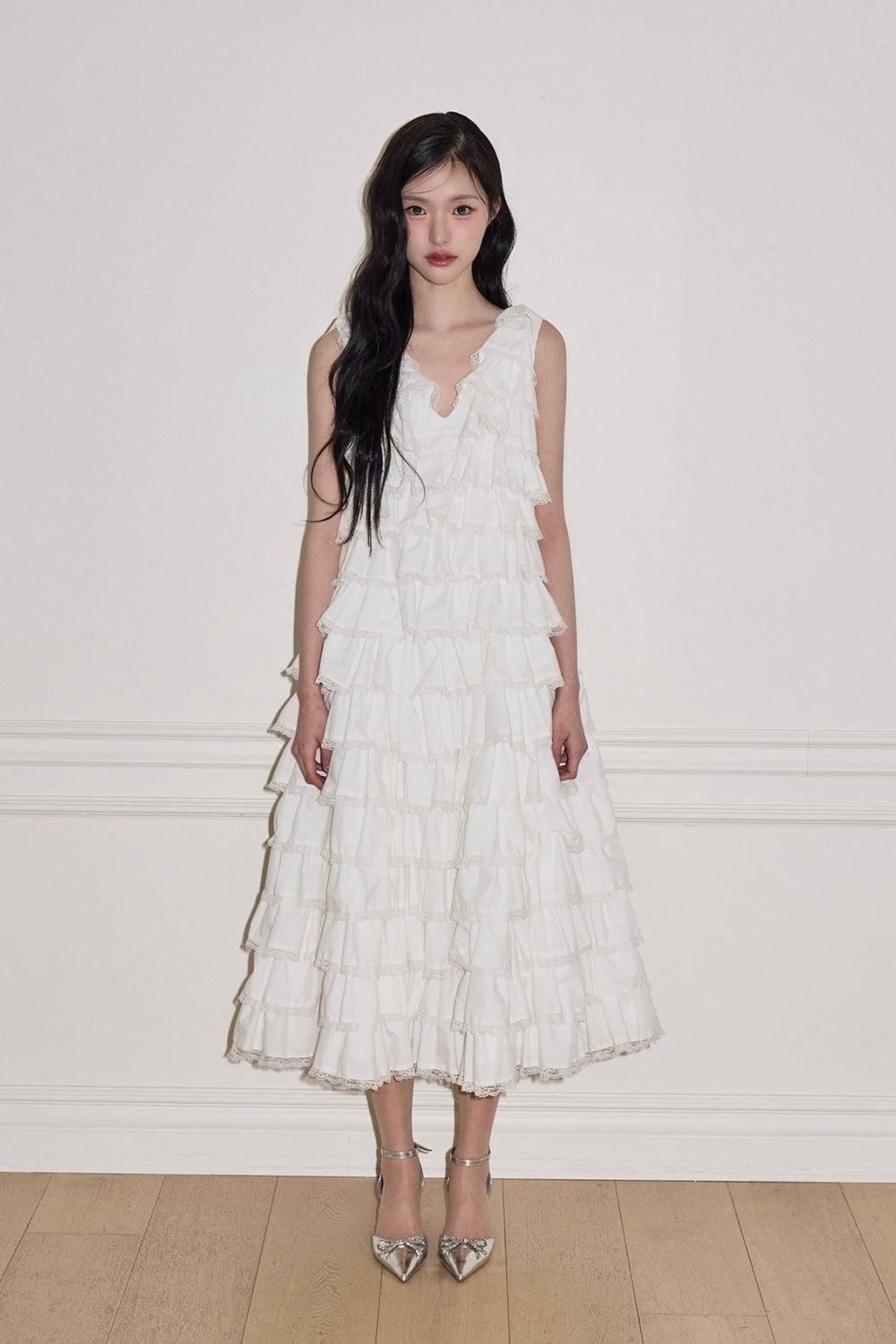 angel wing long dress(white)