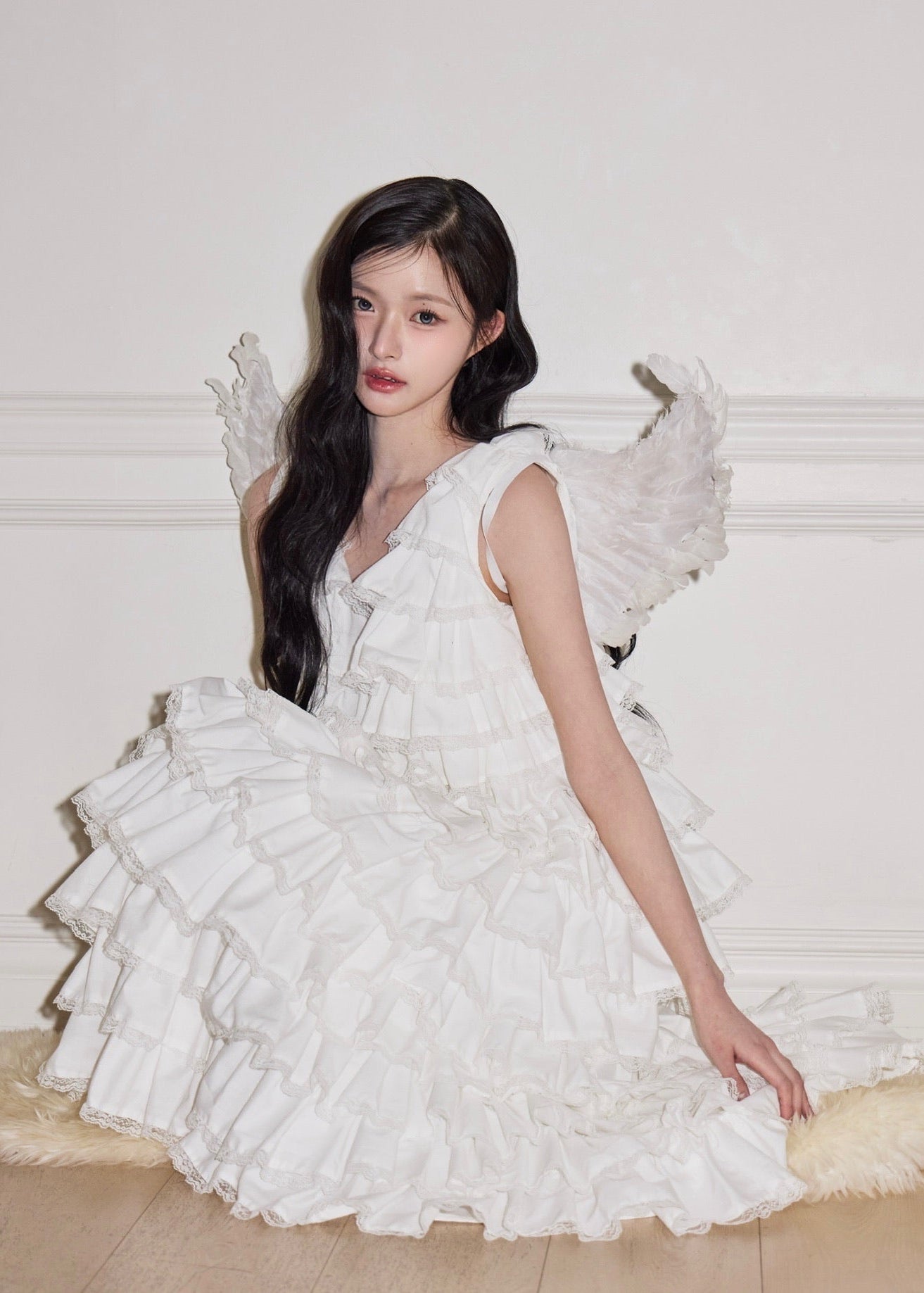angel wing long dress(white) – Treat Ürself