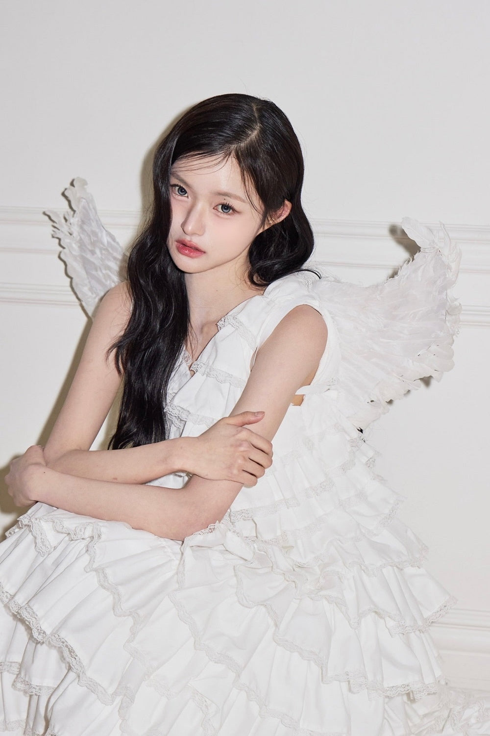 angel wing long dress(white)