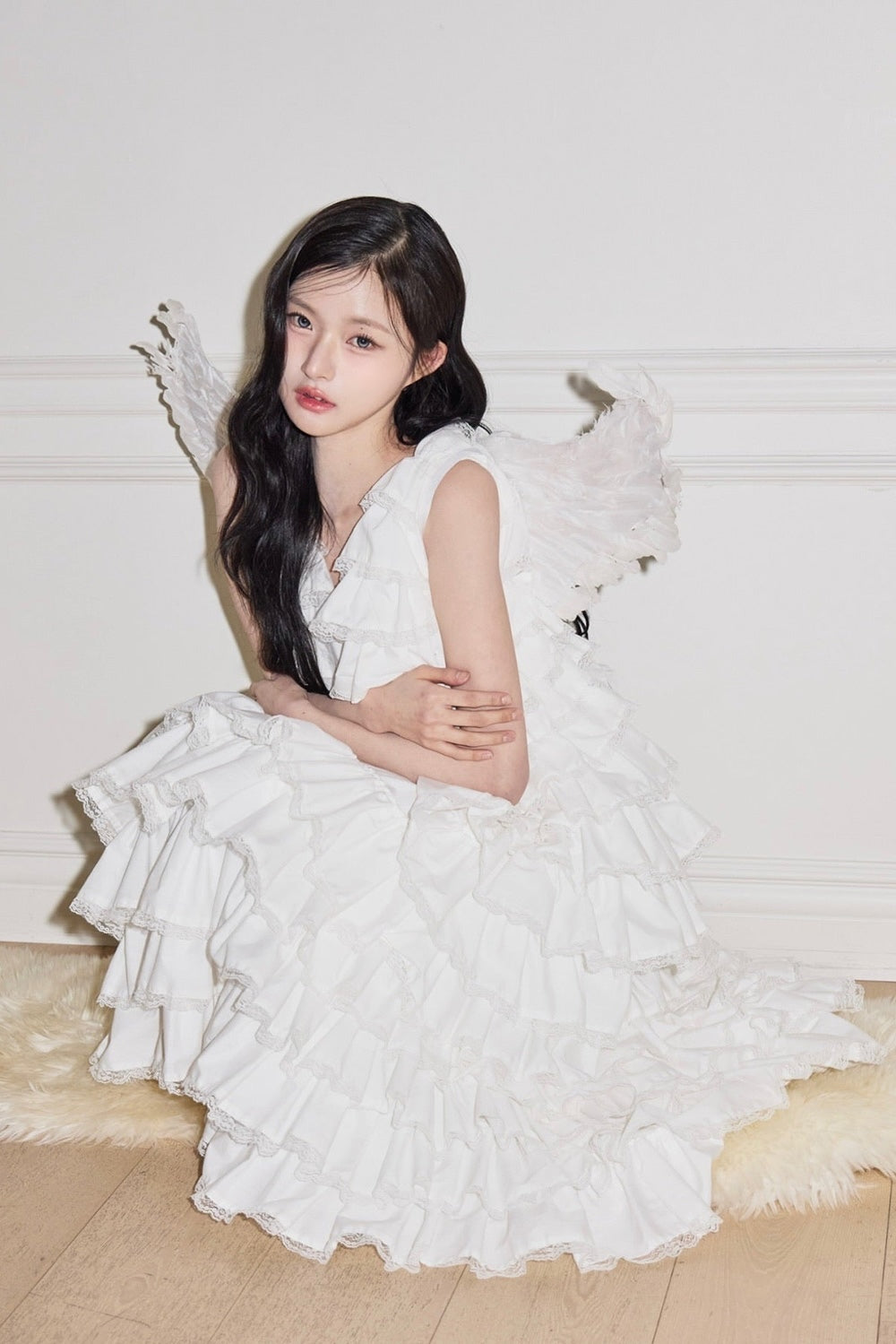 angel wing long dress(white) – Treat Ürself