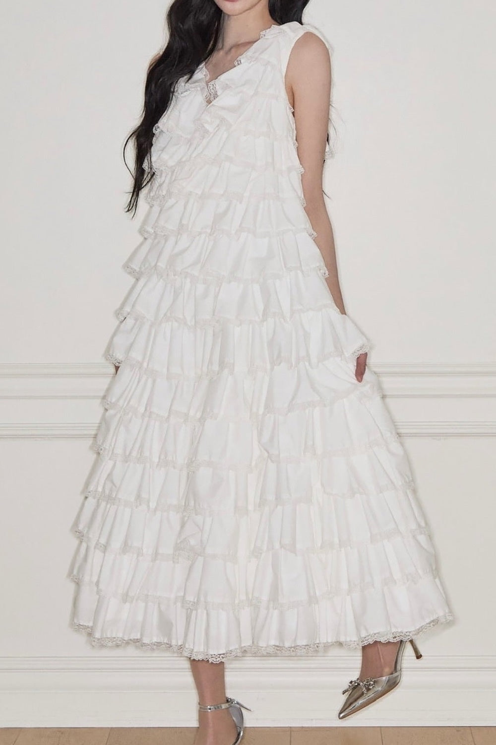 angel wing long dress(white)