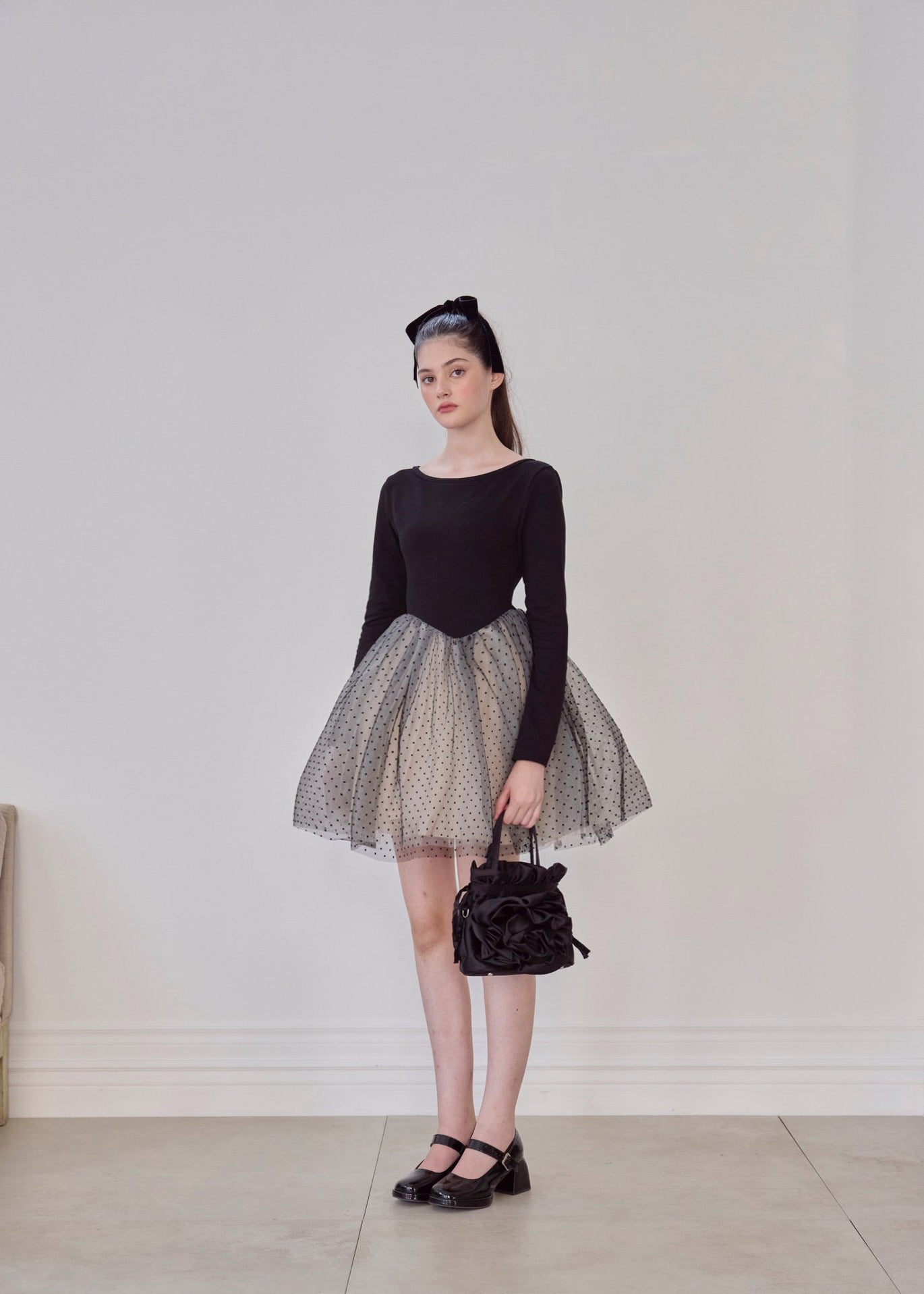 【10月中旬発送】Ballerina dot tulle docking one-piece