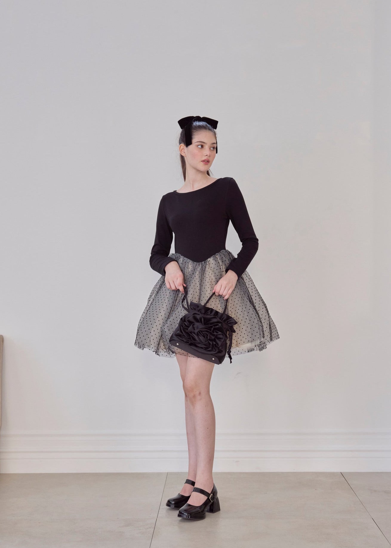 【10月中旬発送】Ballerina dot tulle docking one-piece