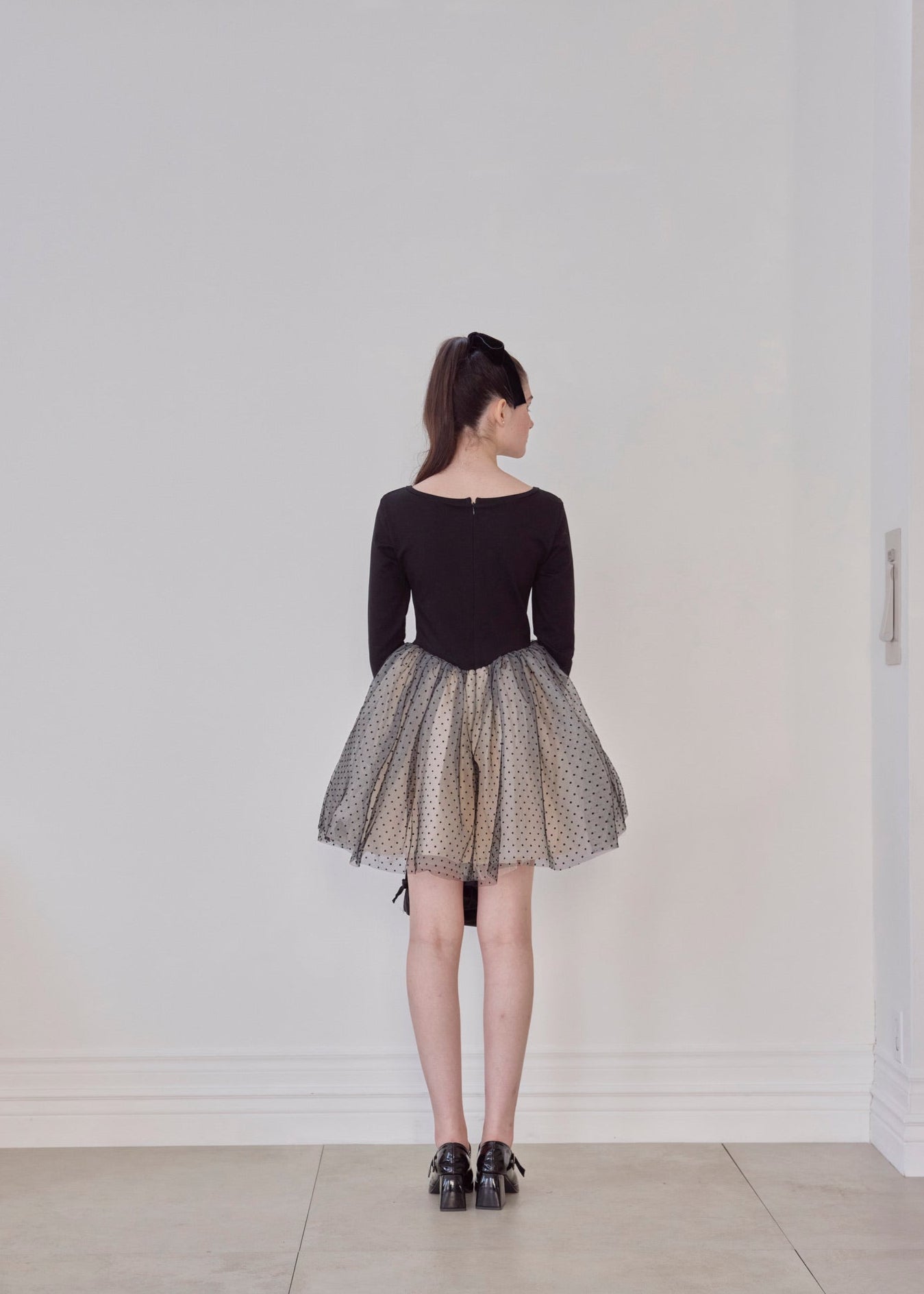 【10月中旬発送】Ballerina dot tulle docking one-piece
