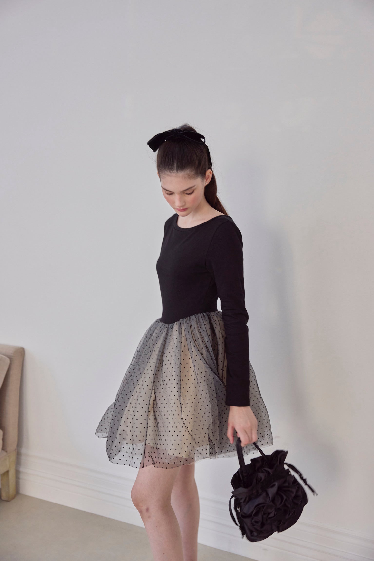 【10月中旬発送】Ballerina dot tulle docking one-piece