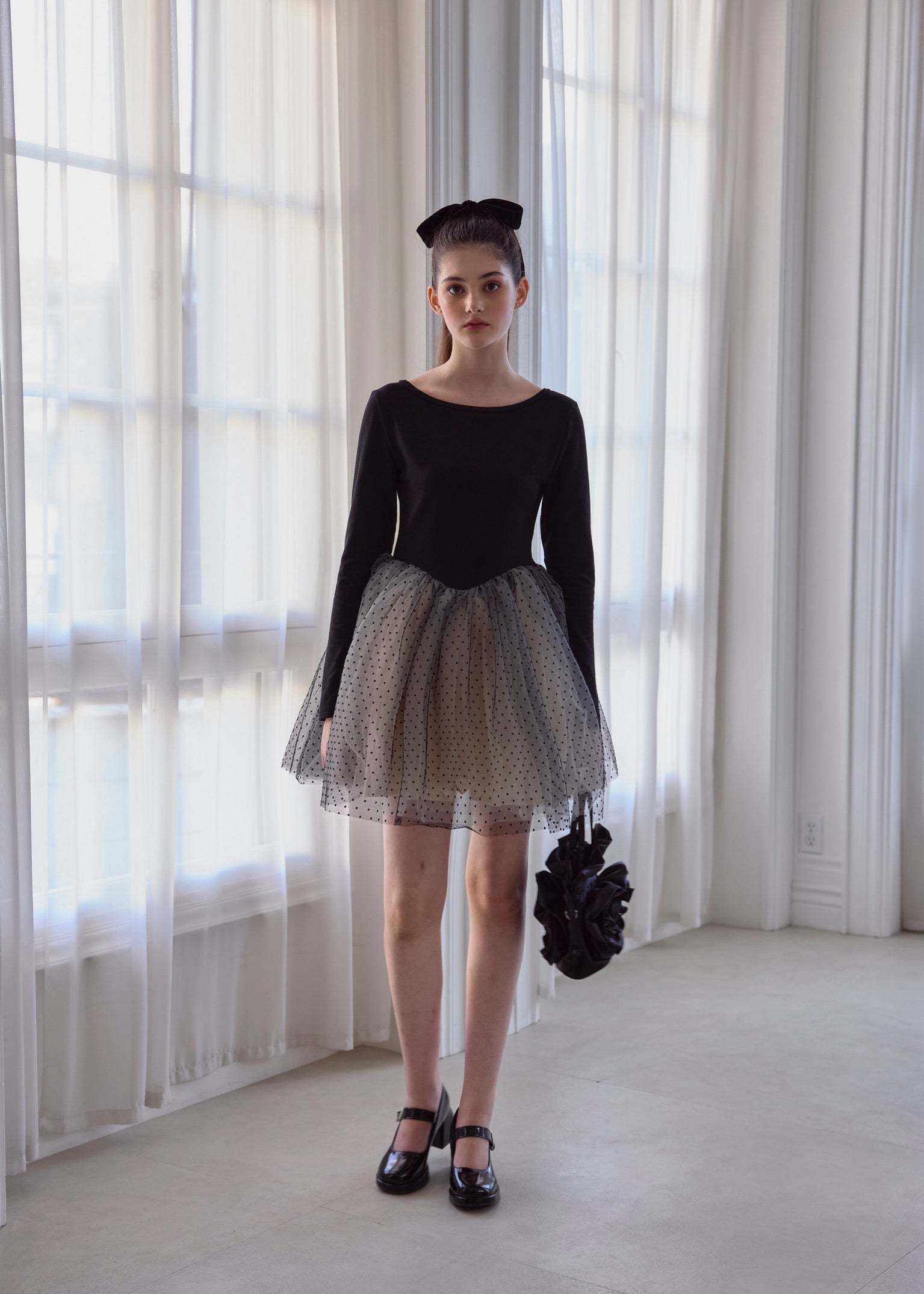 【10月中旬発送】Ballerina dot tulle docking one-piece