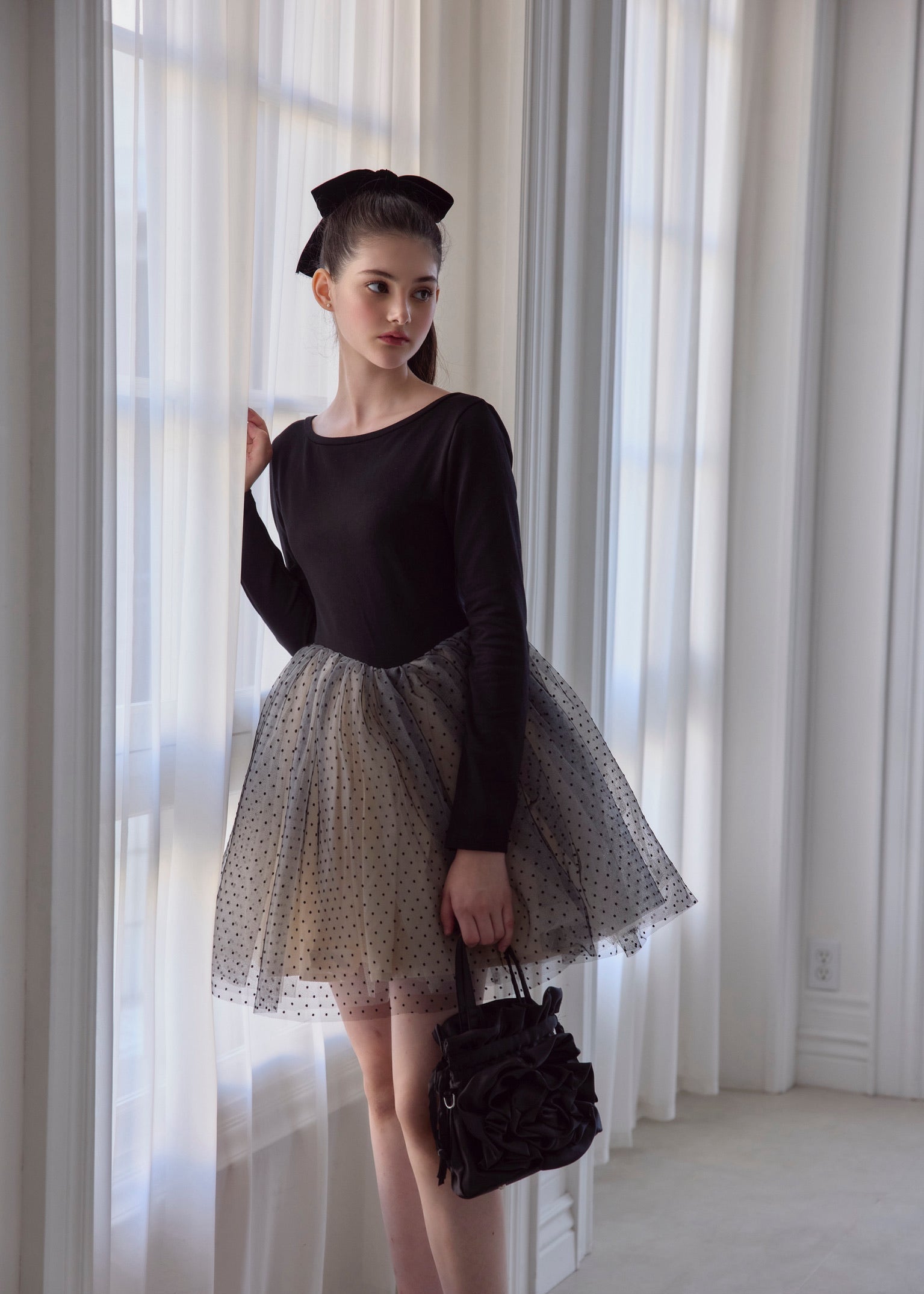 【10月中旬発送】Ballerina dot tulle docking one-piece