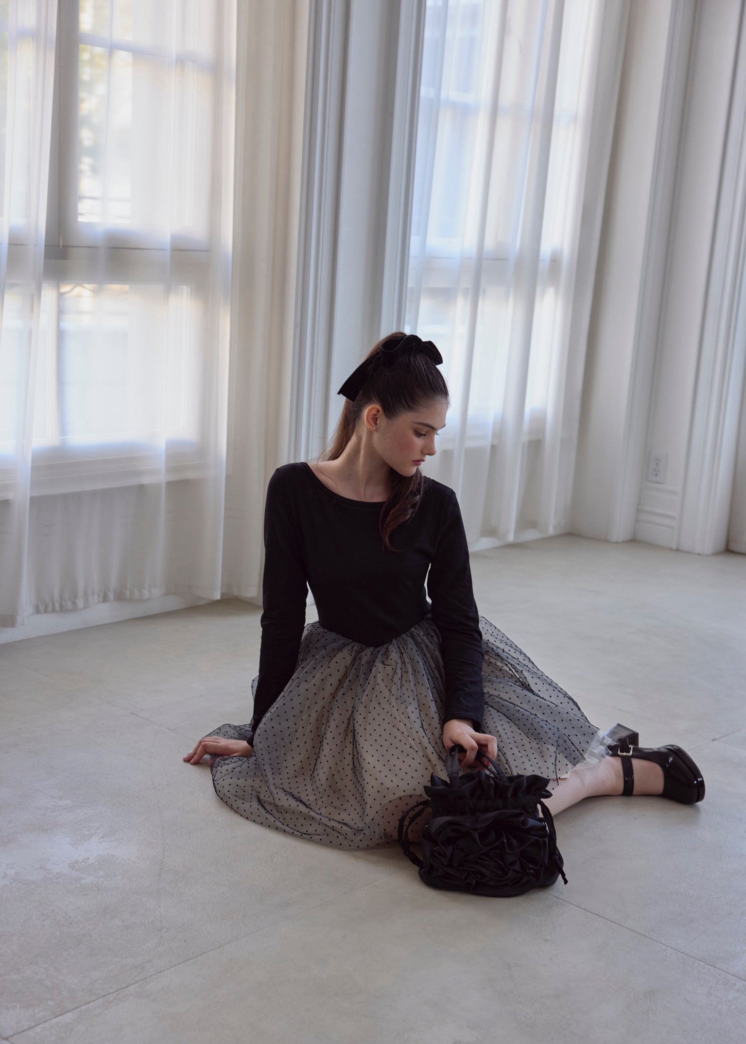 【10月中旬発送】Ballerina dot tulle docking one-piece